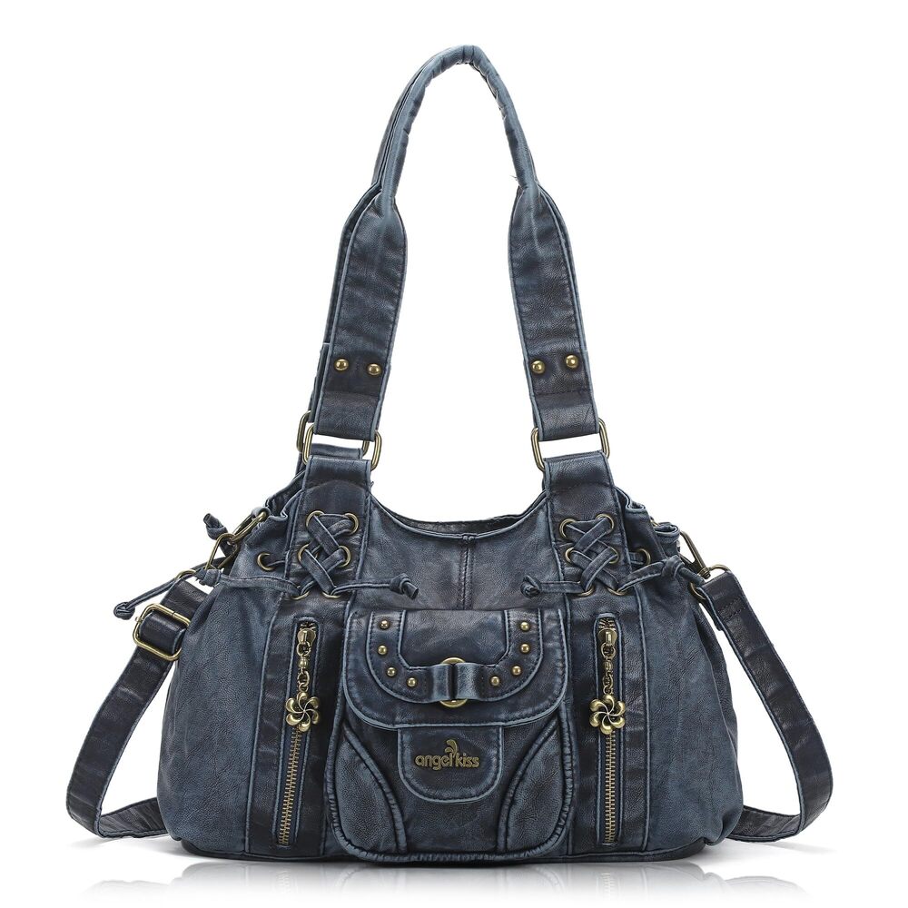 1055 Small hobo Bags Retro Washed Leather Shoulder Handbag Roomy Top